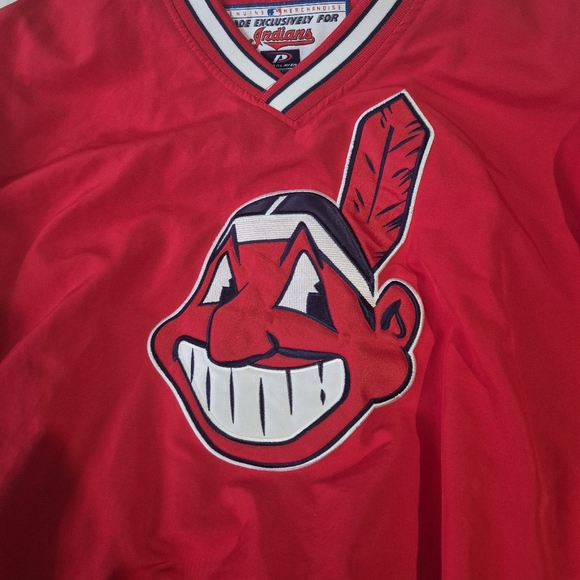 Vintage Cleveland Indians Pro Player Pullover Jacket Medium Red MLB Windbreaker - Picture 8 of 8